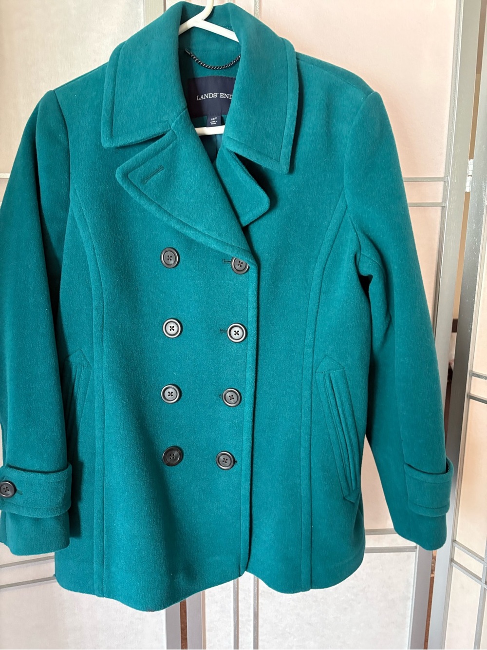Lands' End Girls' Teal Double-Breasted Wool Peacoat